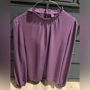 SHEIN Ruffled Neck Purple Blouse
